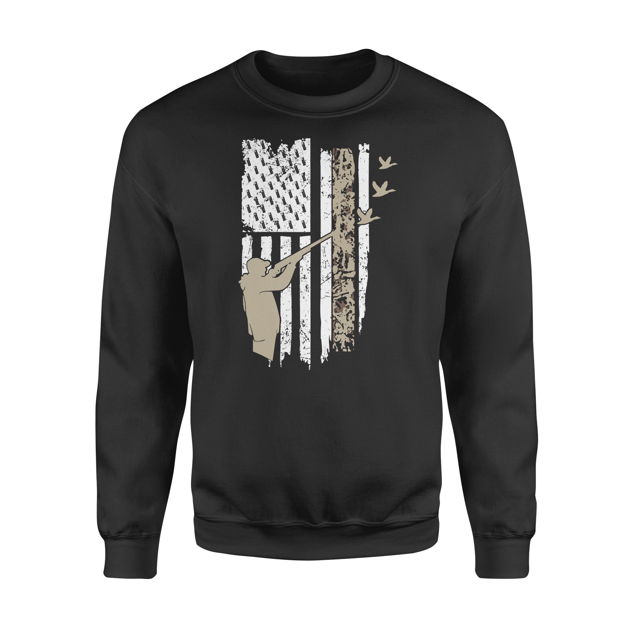 Duck Hunting American Flag Sweatshirt For Duck Hunters, Patriotic Waterfowl Hunting Shirts Gifts For Hunters – Iphw241