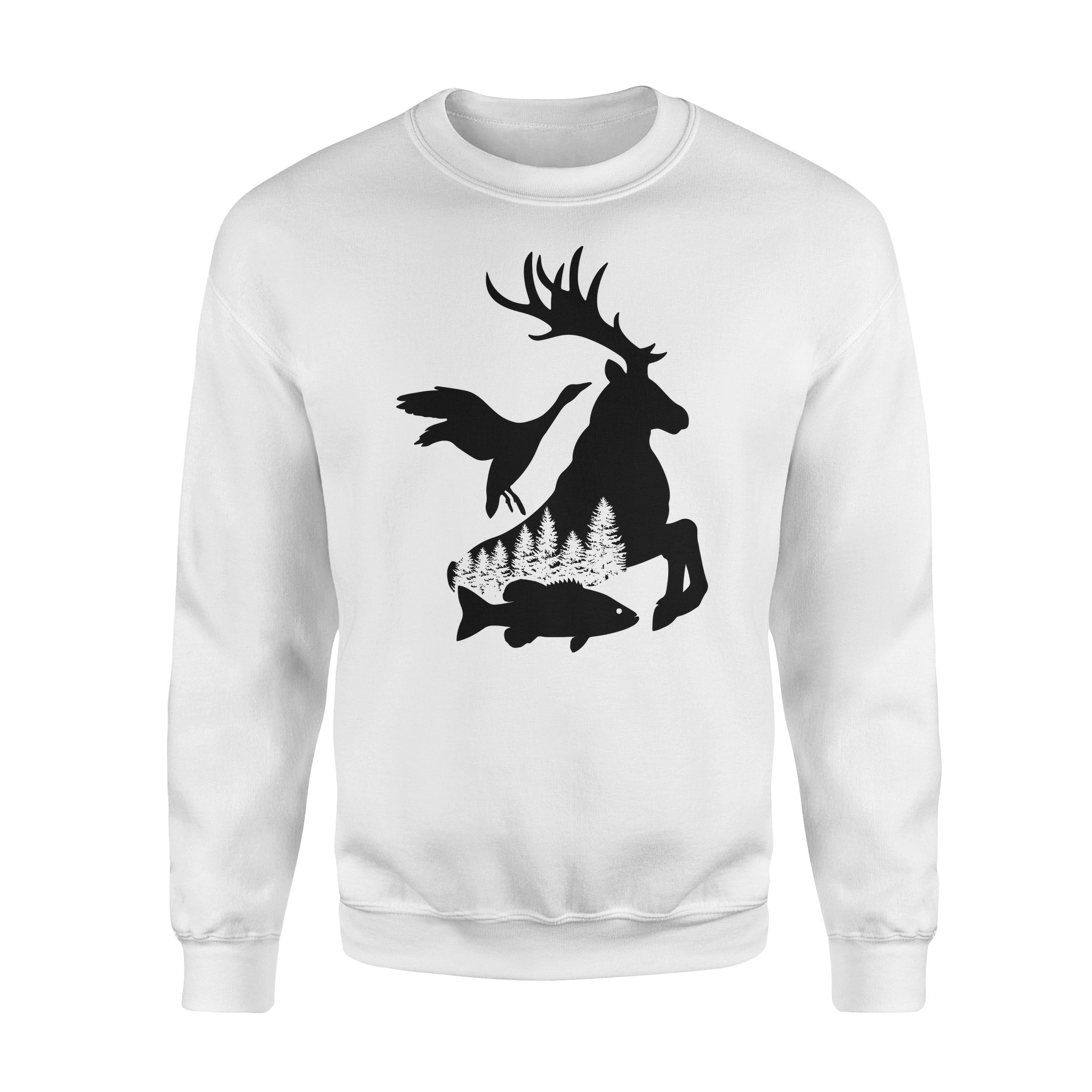 Deer Duck Fish Hunting And Fishing Sweatshirt Design, Great Gift Ideas For Hunting And Fishing Lovers – Sphw15