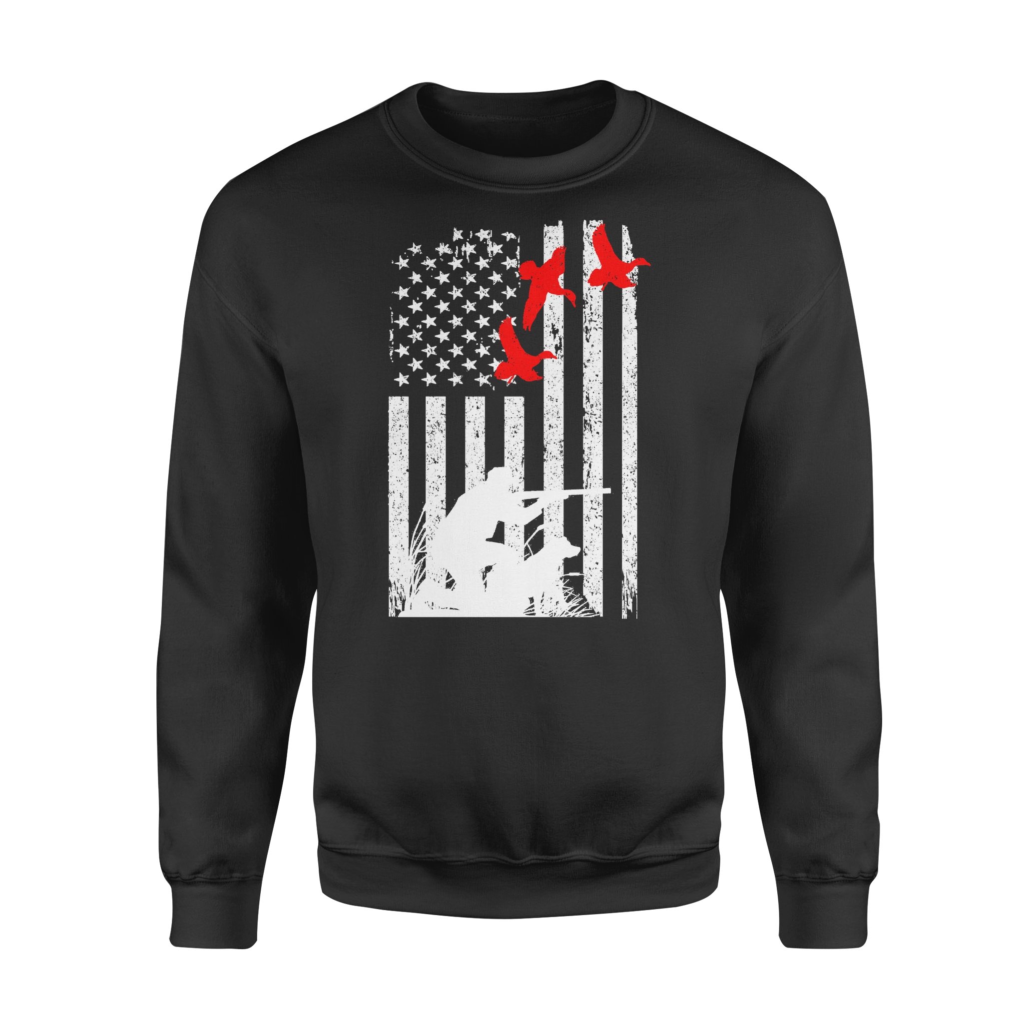 Duck Hunting American Flag 4Th July, Duck Hunting Dog Nqsd39 – Standard Crew Neck Sweatshirt