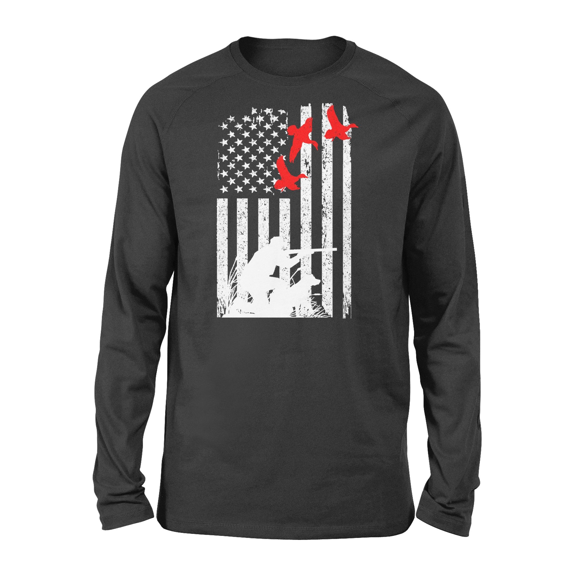 Duck Hunting American Flag 4Th July , Duck Hunting Dog Nqsd39 – Standard Long Sleeve