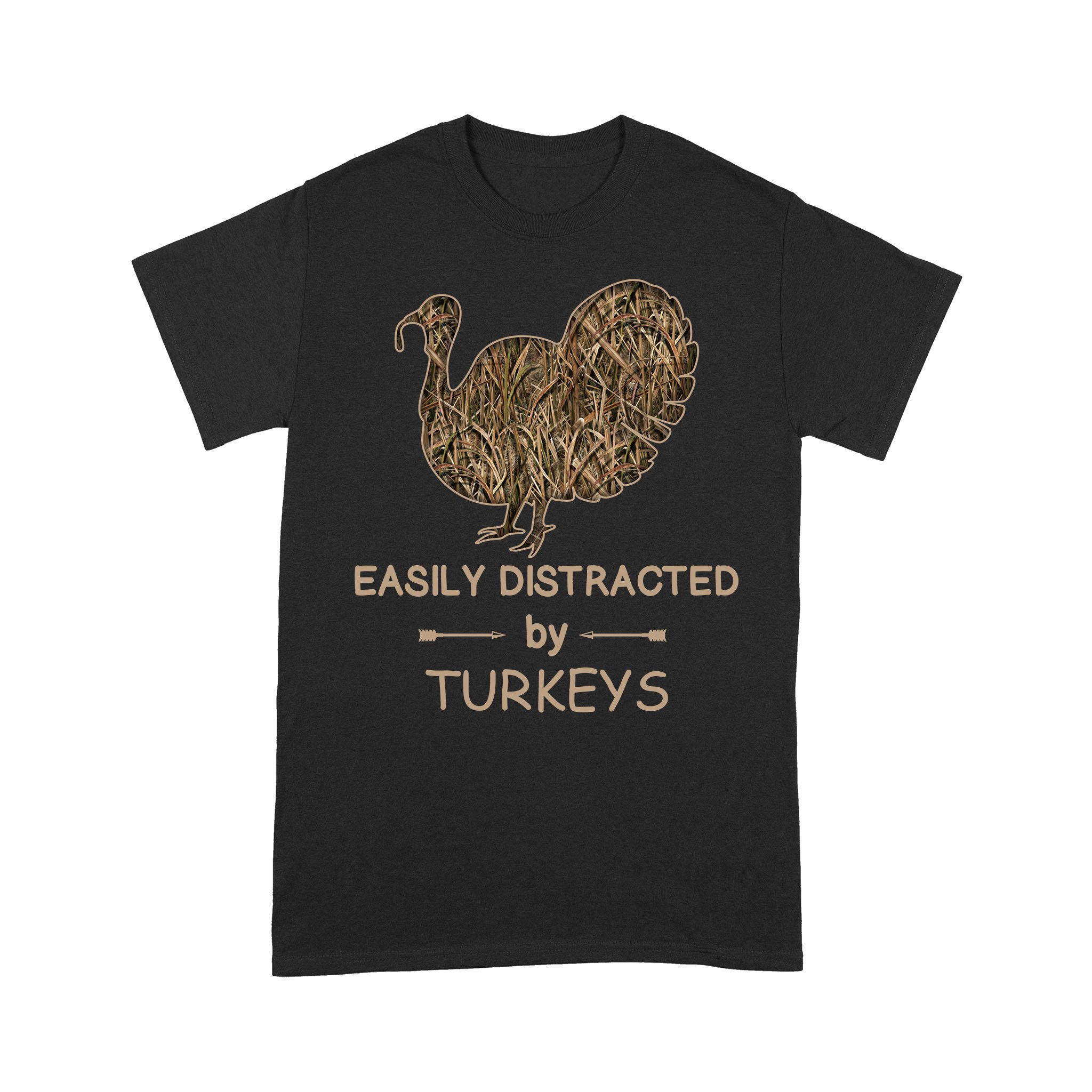 Men Women Turkey hunting camo shirt “Easily distracted by Turkeys” T-shirt, Gift for hunter – FSD1266D06