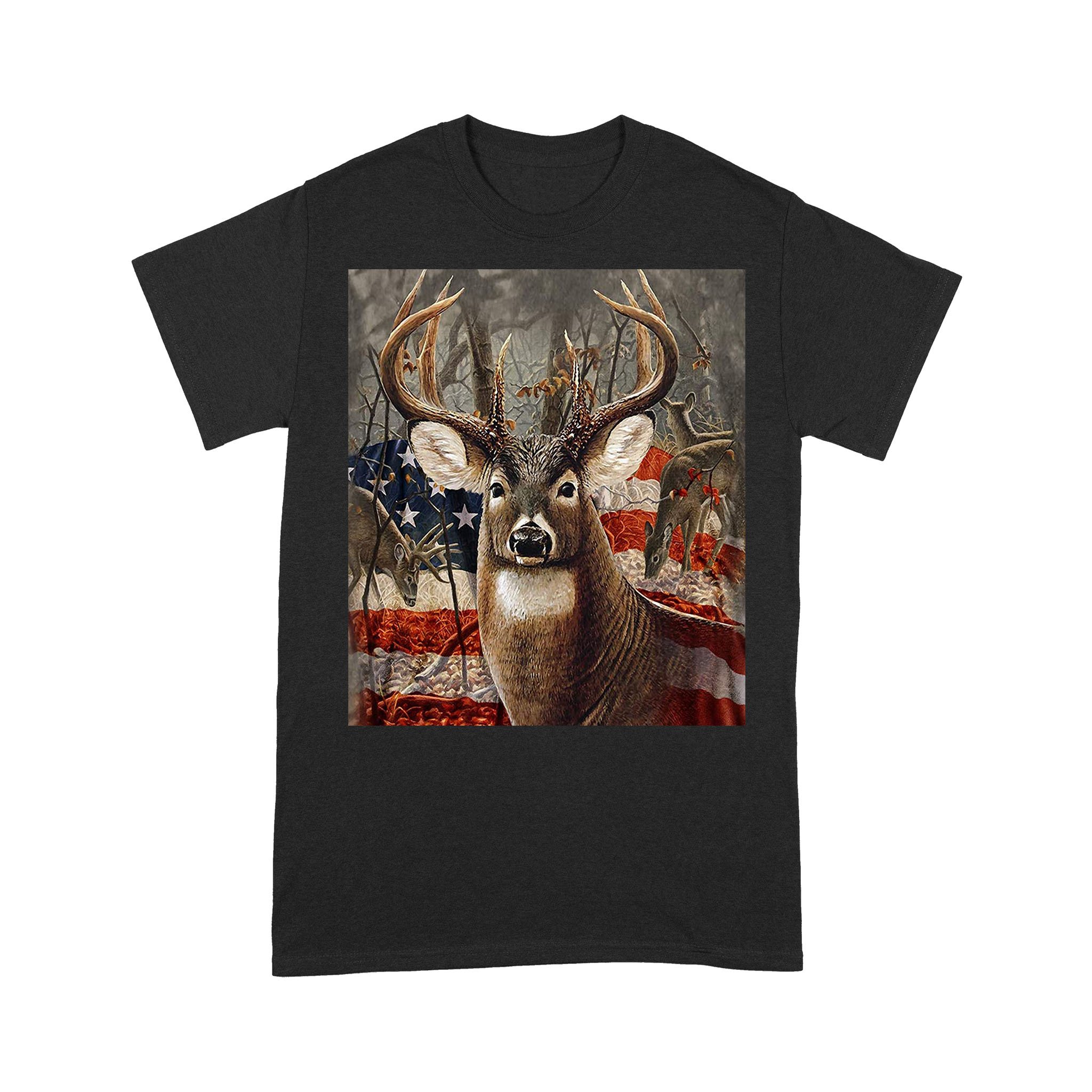 Deer hunting American flag standard t-shirt Men women hunting shirt – FSD1272D05