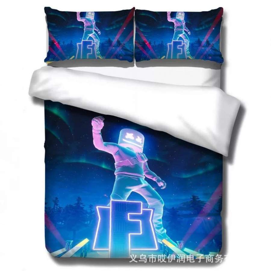 Game Fortnite Season 8 Marshmello #10 Duvet Cover Quilt Cover Pillowcase Bedding Set Bed Linen