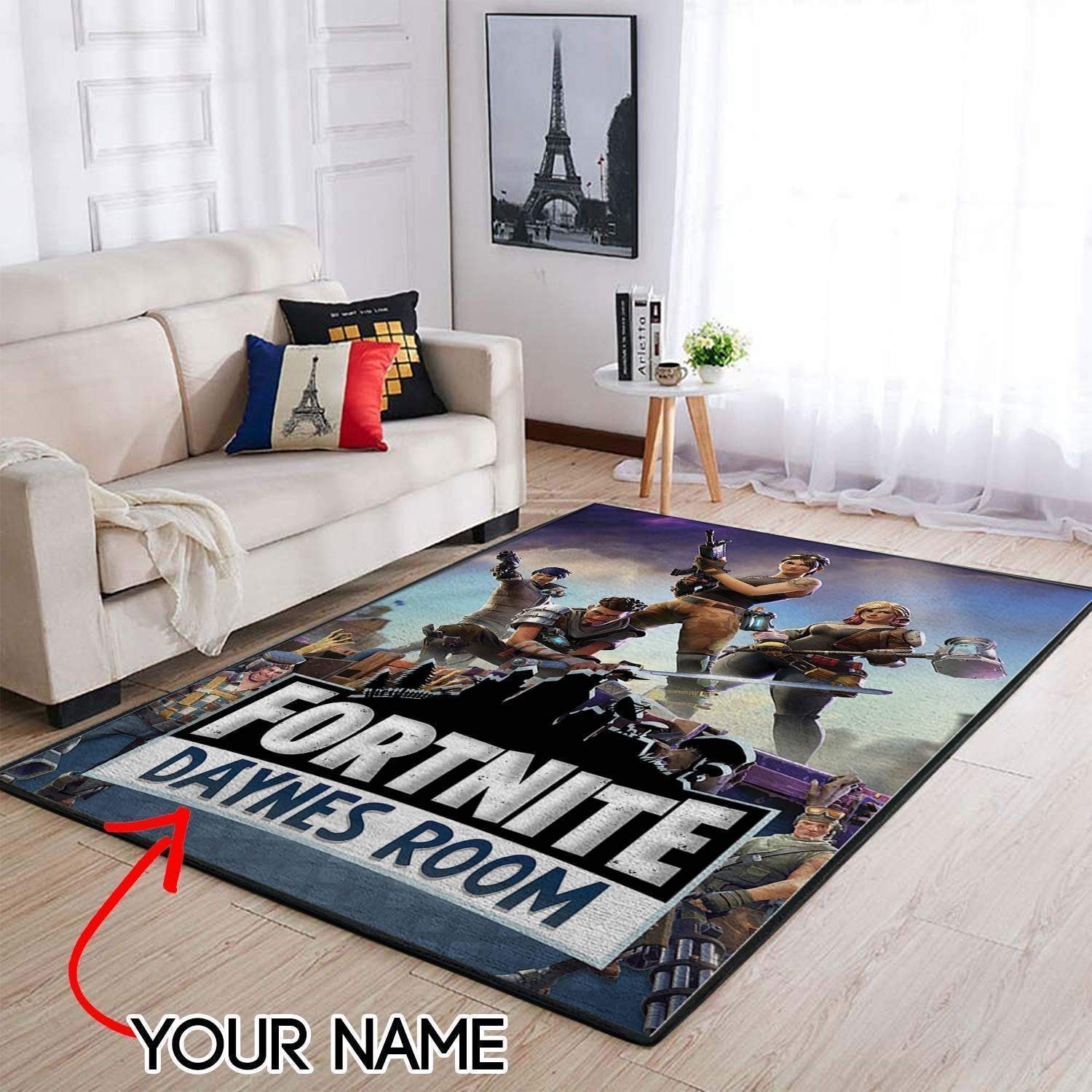 Customized Name Fortnite Area Rug Personalized Living Room Carpet Floor Decor