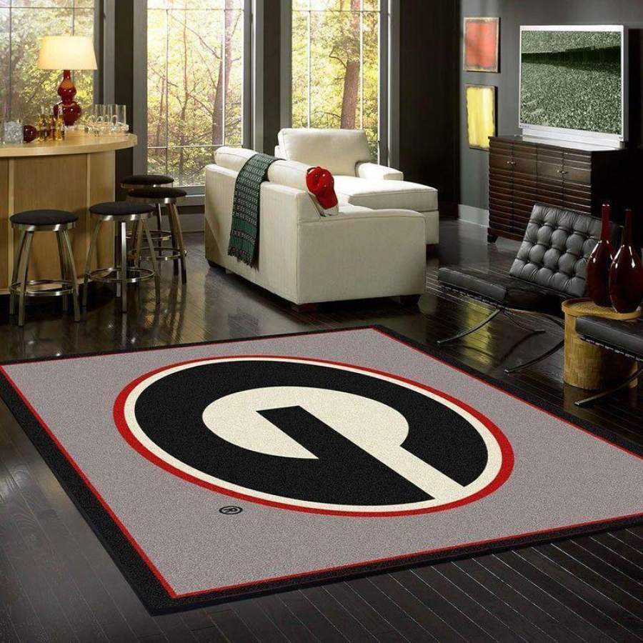 Georgia Bulldogs Area Rug, Football Living Room Carpet, Sports Home Floor Decor 1912072