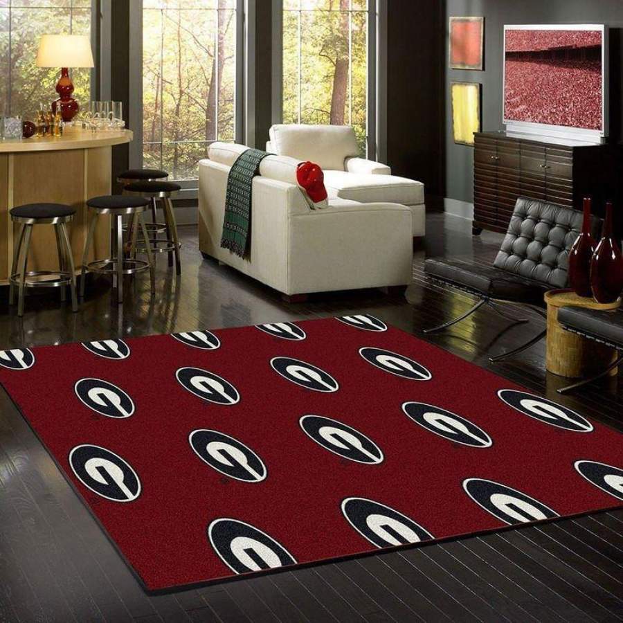 Georgia Bulldogs Area Rug, Football Living Room Carpet, Sports Home Floor Decor 1912073