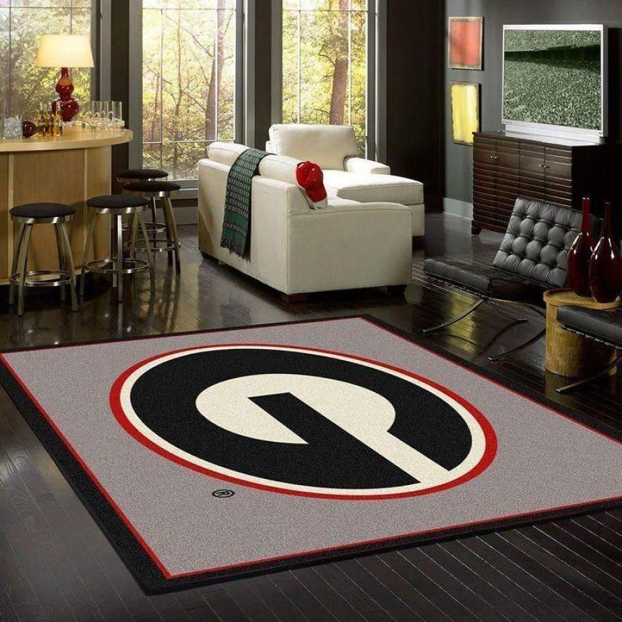 Georgia Bulldogs Area Rug, Football Team Logo Carpet, Living Room Rugs Floor Decor 1912072