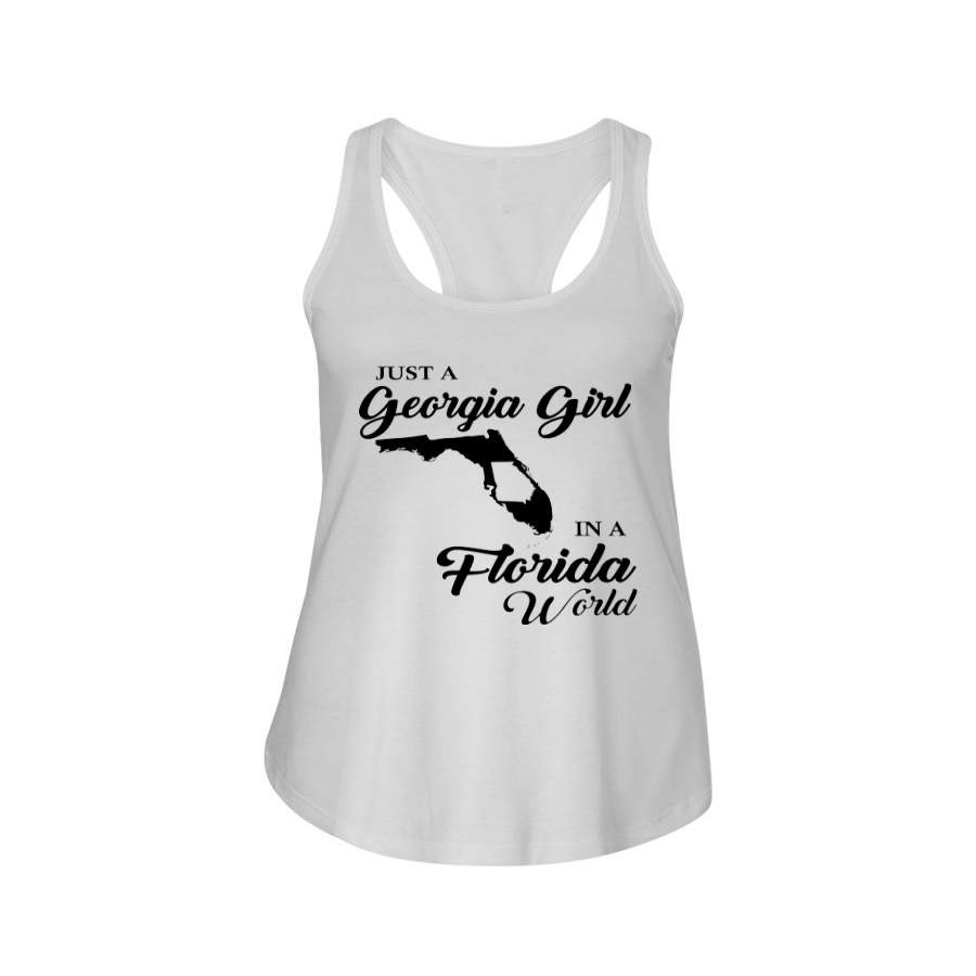 Just A Georgia Girl In A Florida World Personalized Country Gift Ladies Flowy Tank