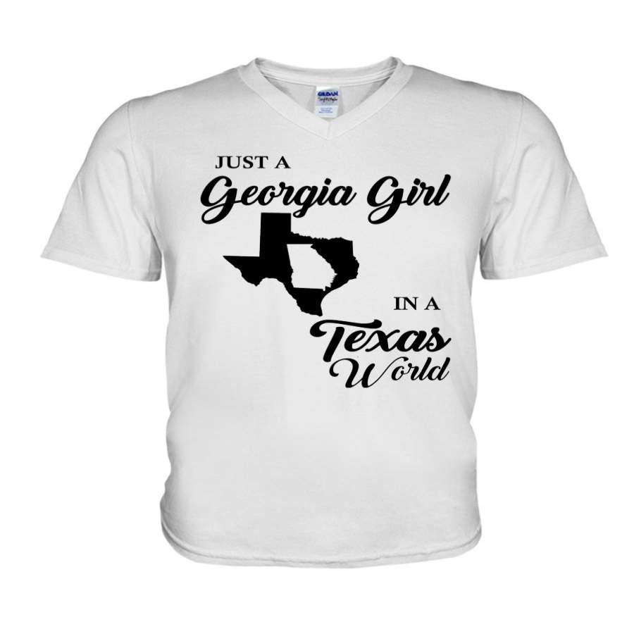 Just A Georgia Girl In A Texas World Personalized State Gift Guys V-Neck