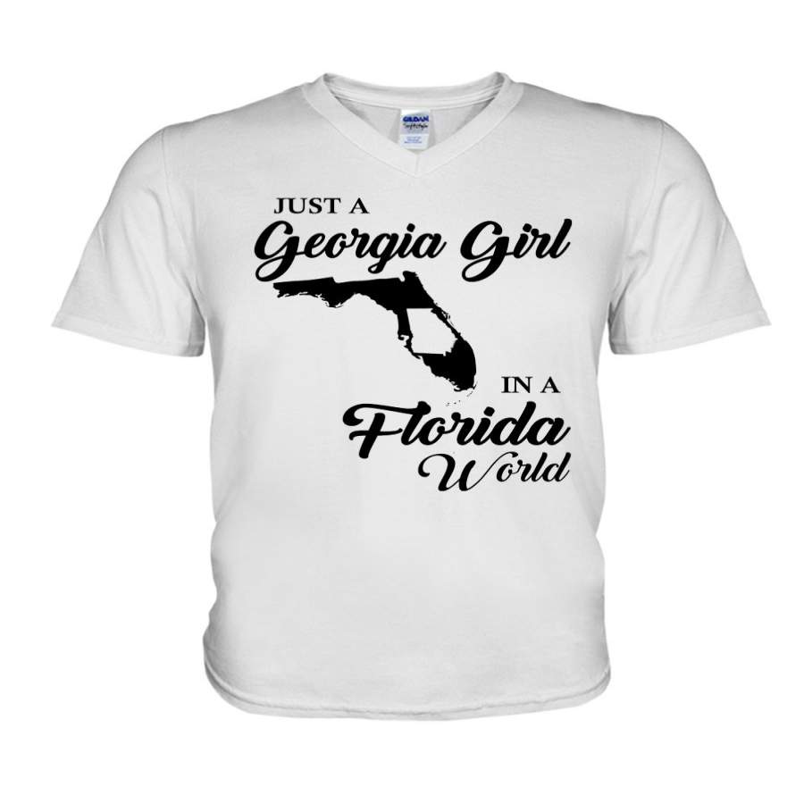 Just A Georgia Girl In A Florida World Personalized Country Gift Guys V-Neck