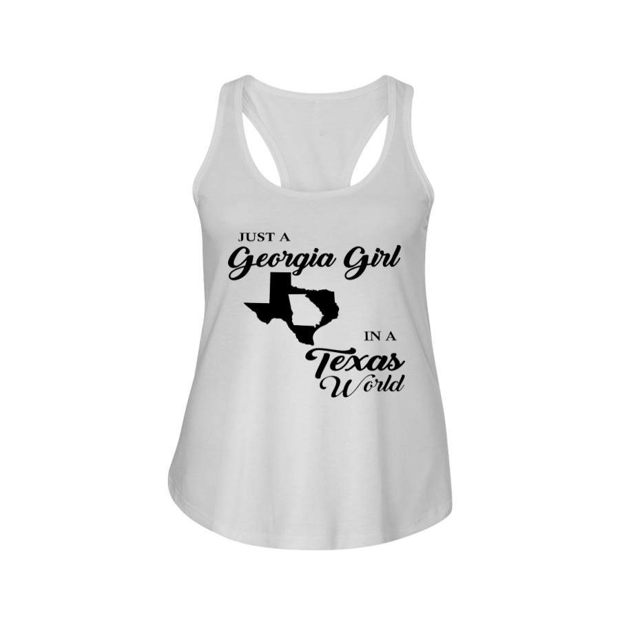 Just A Georgia Girl In A Texas World Personalized State Gift Ladies Flowy Tank