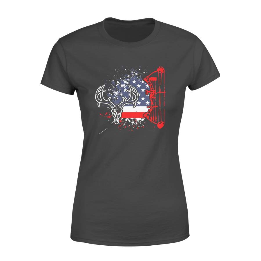 Hunting Deer USA American Flag Gift For Deer Hunters Women’s T-shirt