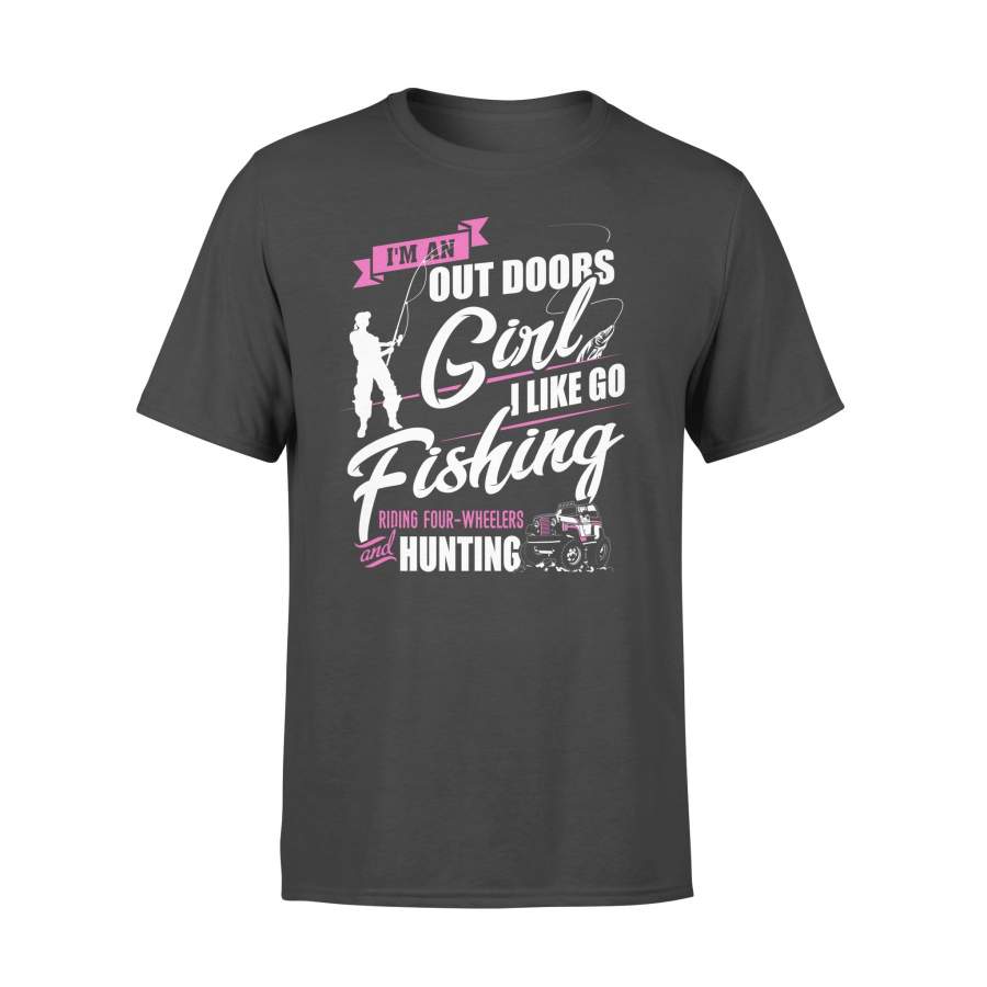 Outdoors Girl Like Go Fishing And Hunting T-shirt