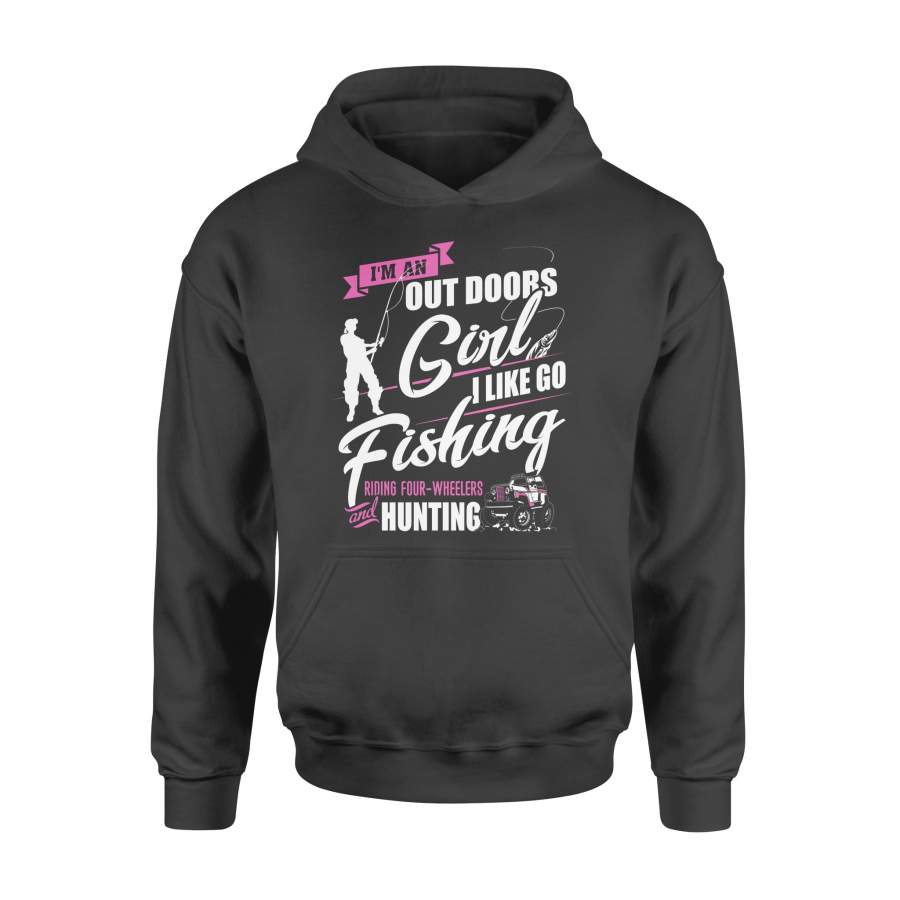 Outdoors Girl Like Go Fishing And Hunting Hoodie