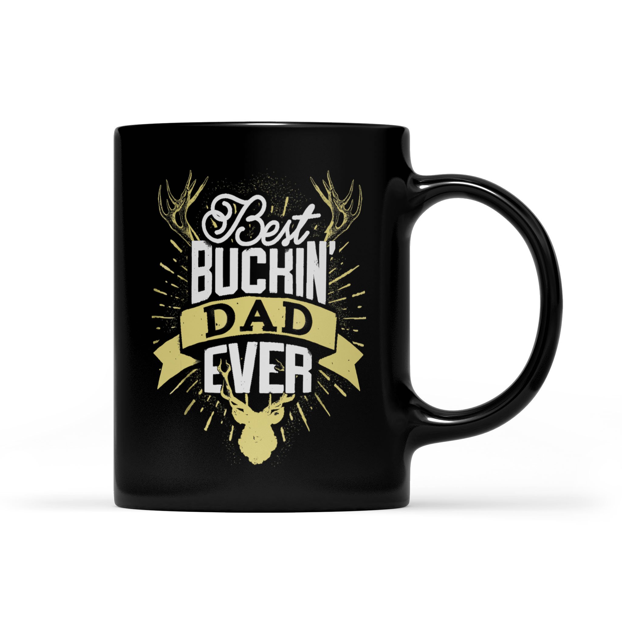 Best Buckin Dad Ever Hunting Hunter Vintage Bucking – Black Mug