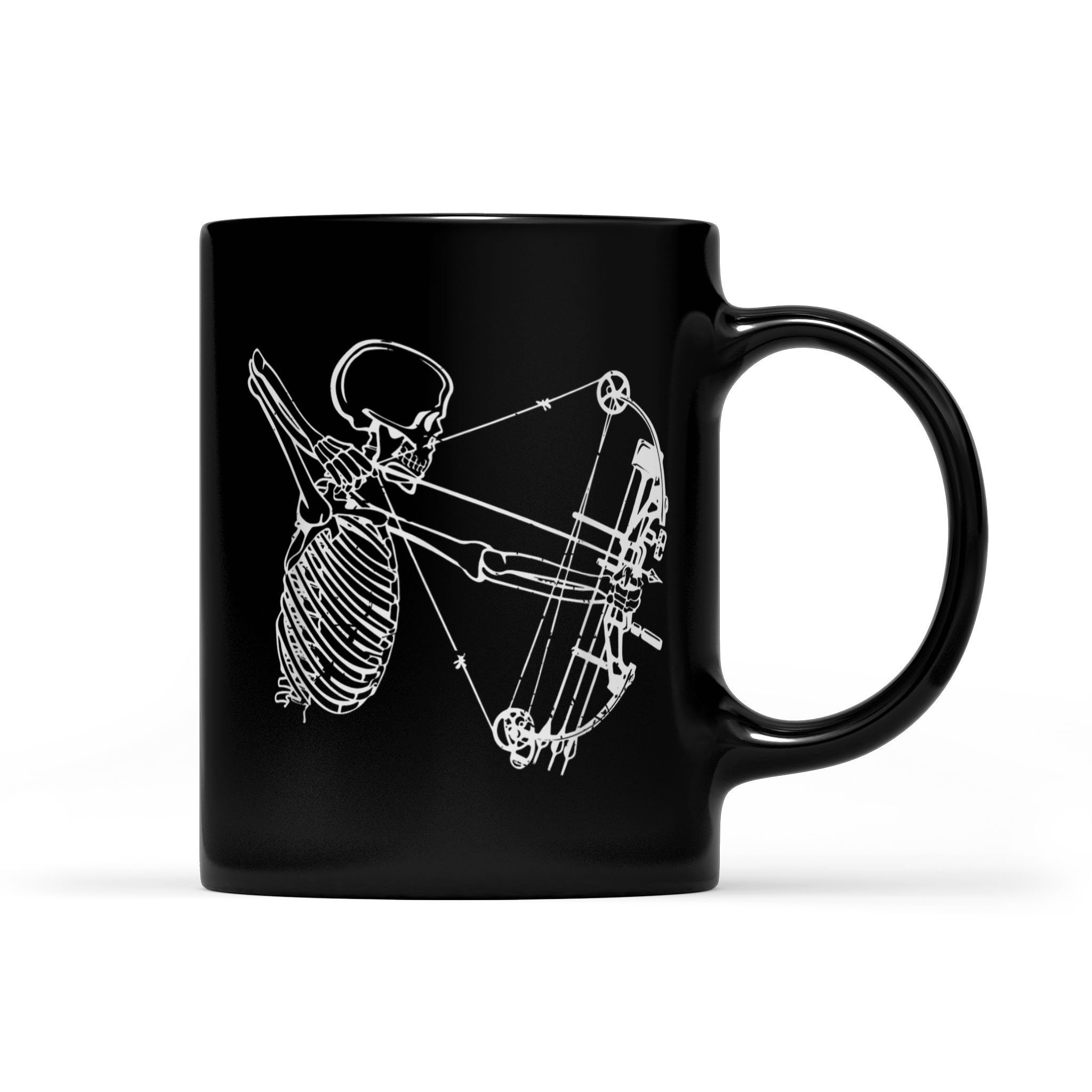 Cool Skeleton With Bow Skull Archery Hunting Gift – Black Mug