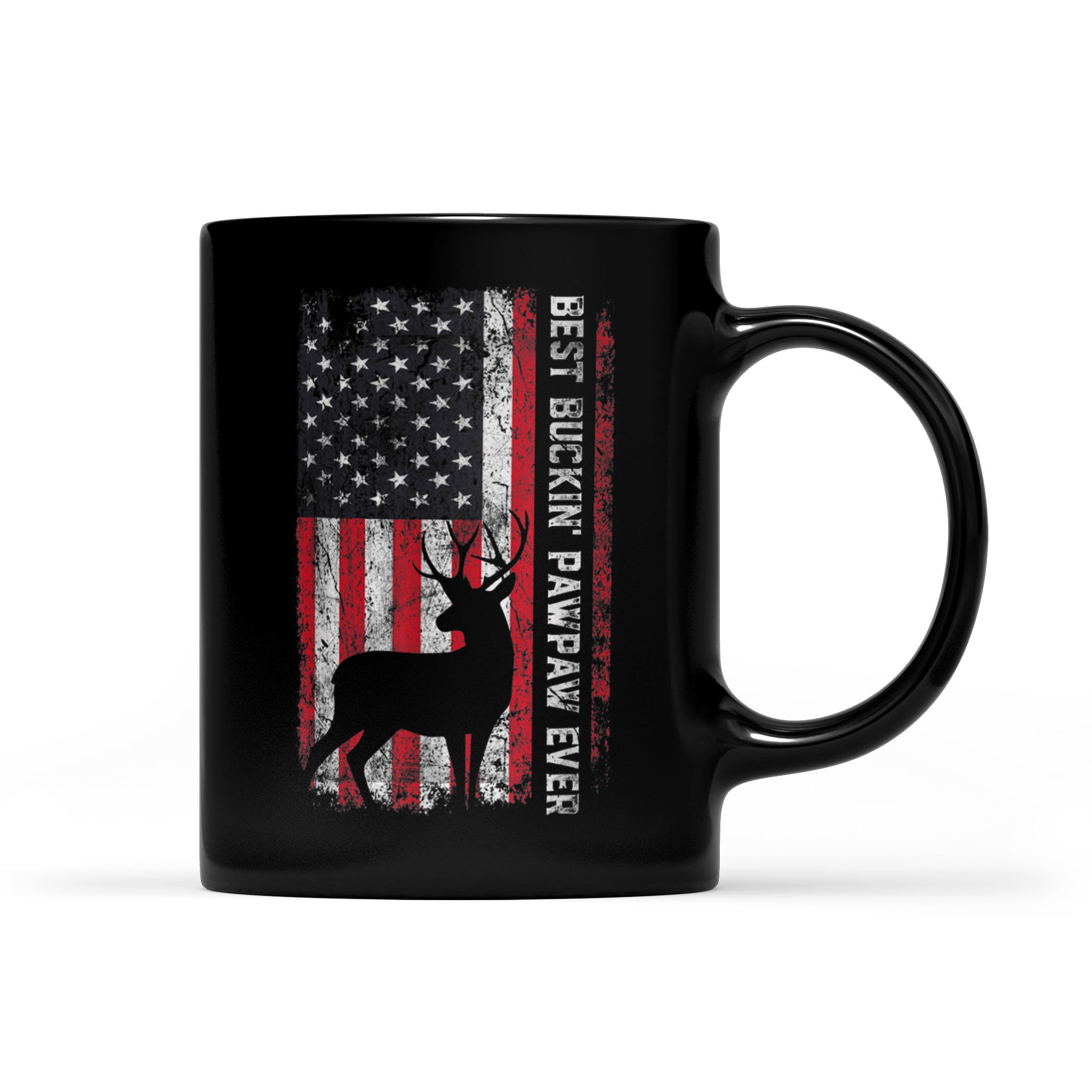 Father’s Day USA Flag Best Buckin’ Pawpaw Ever Deer Hunting – Black Mug