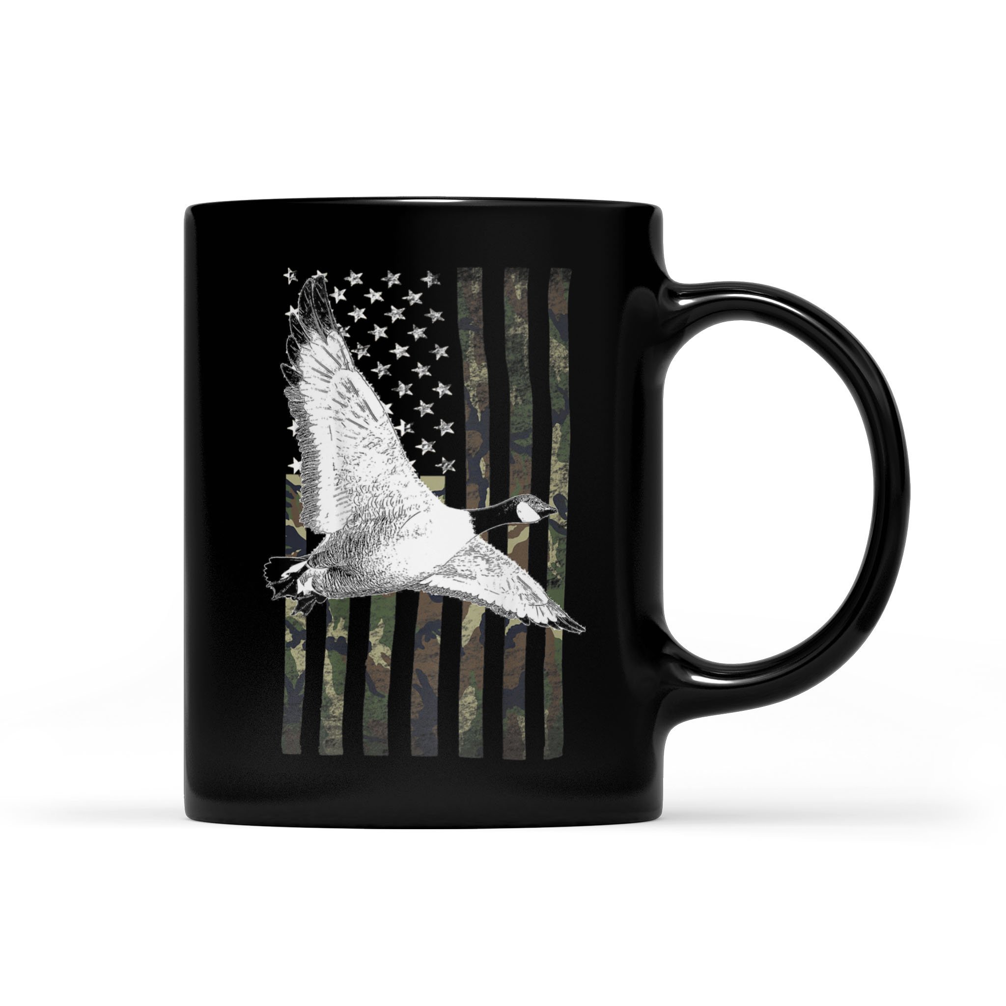 Goose Hunting Camo Flag On Back – Black Mug