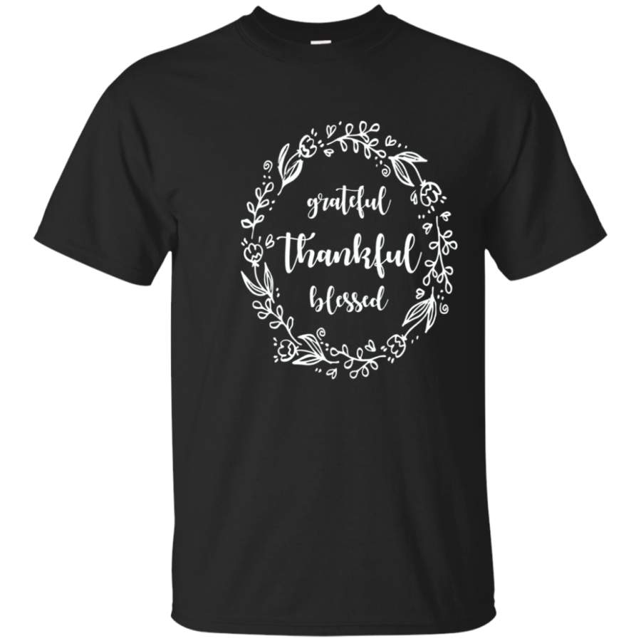 “Grateful Thankful Blessed ” Floral Thanksgiving Fall Tee