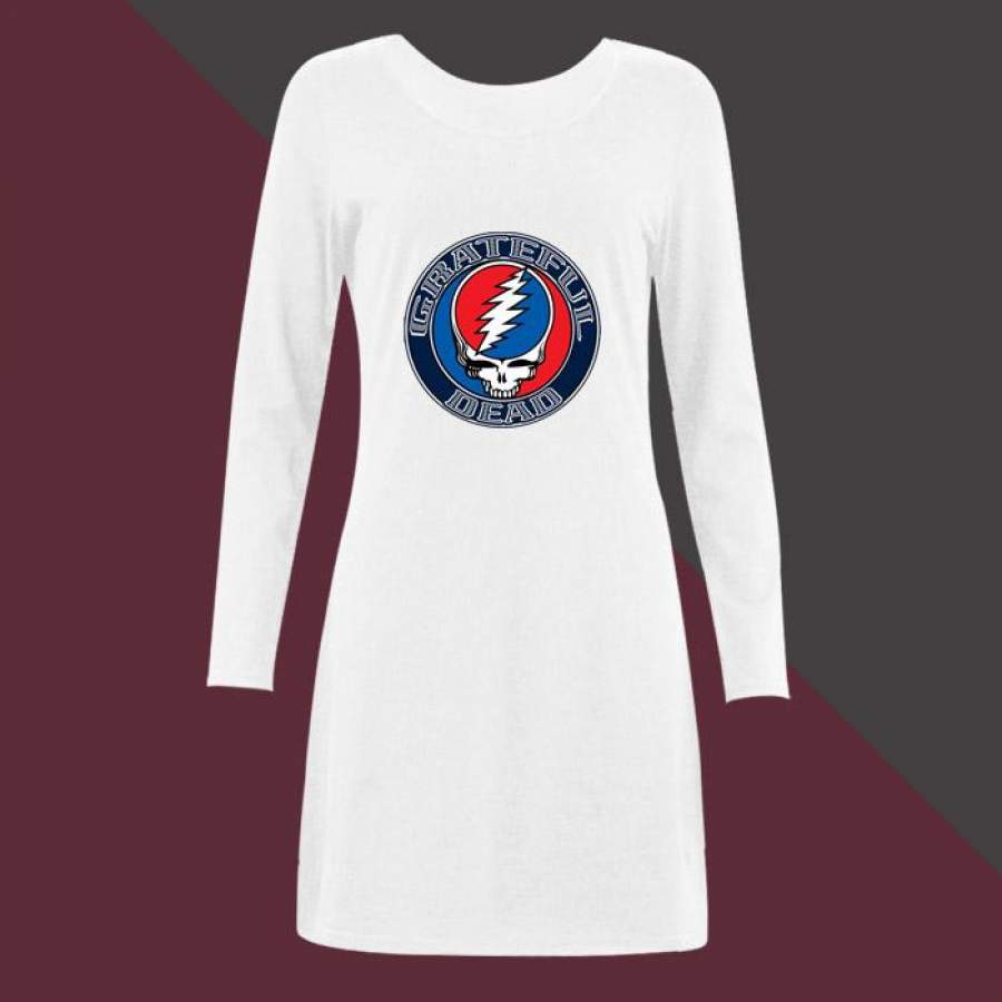 Grateful Dead Art Logo Women Long Sleeve Nightdress | Teesmarvel