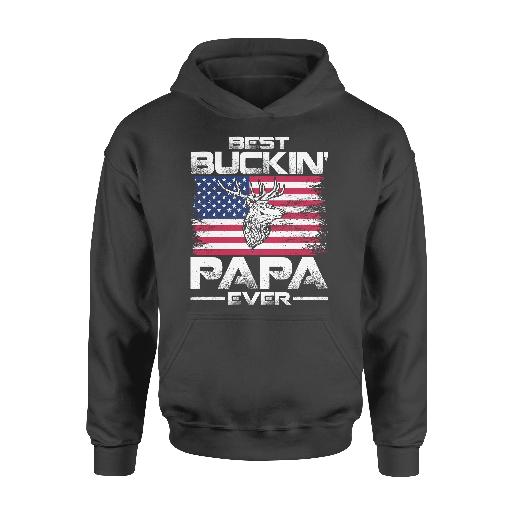 Deer Hunting Best Buckin Papa Ever USA Flag – Standard Hoodie