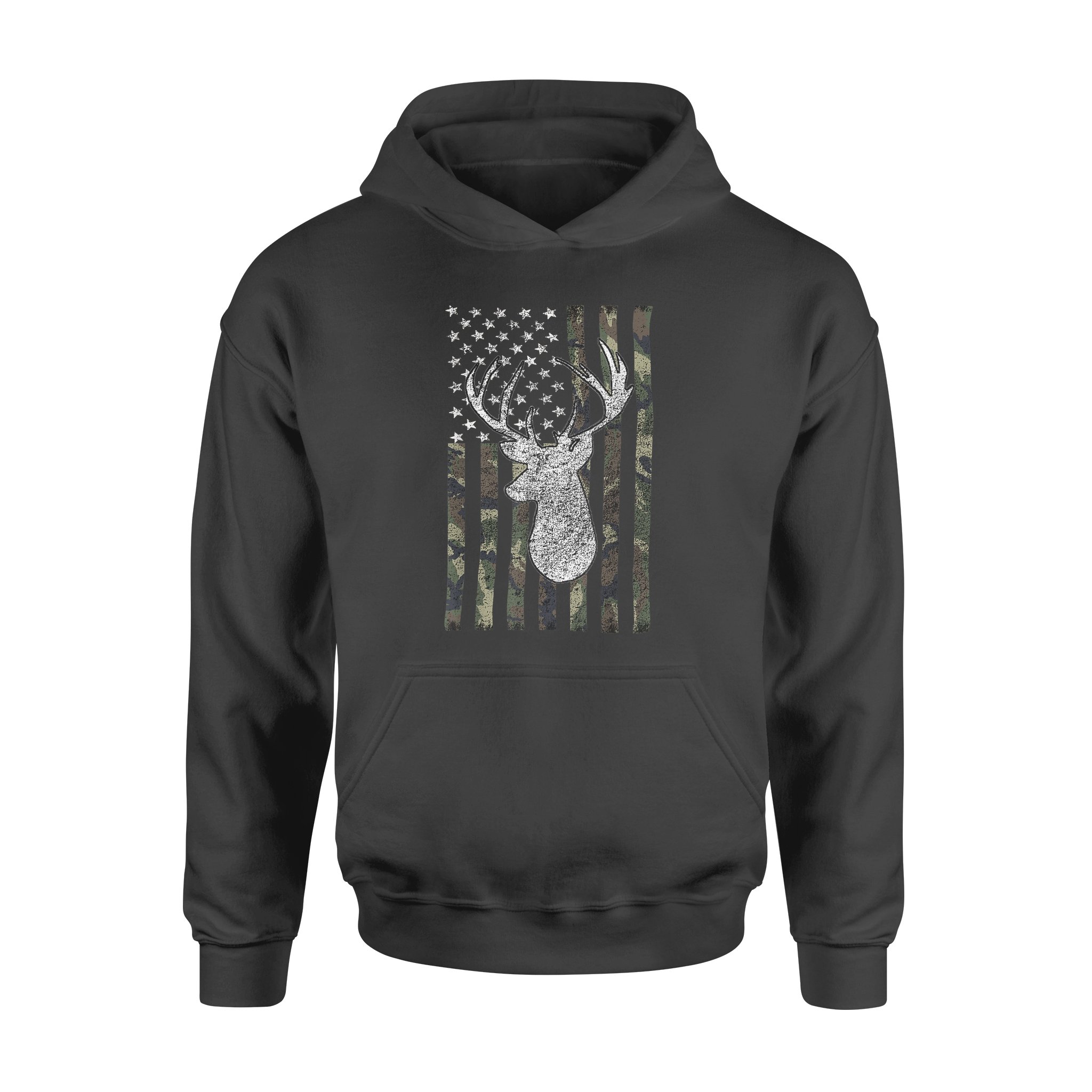 American Camouflage USA Flag Whitetail Buck Deer Hunting – Standard Hoodie