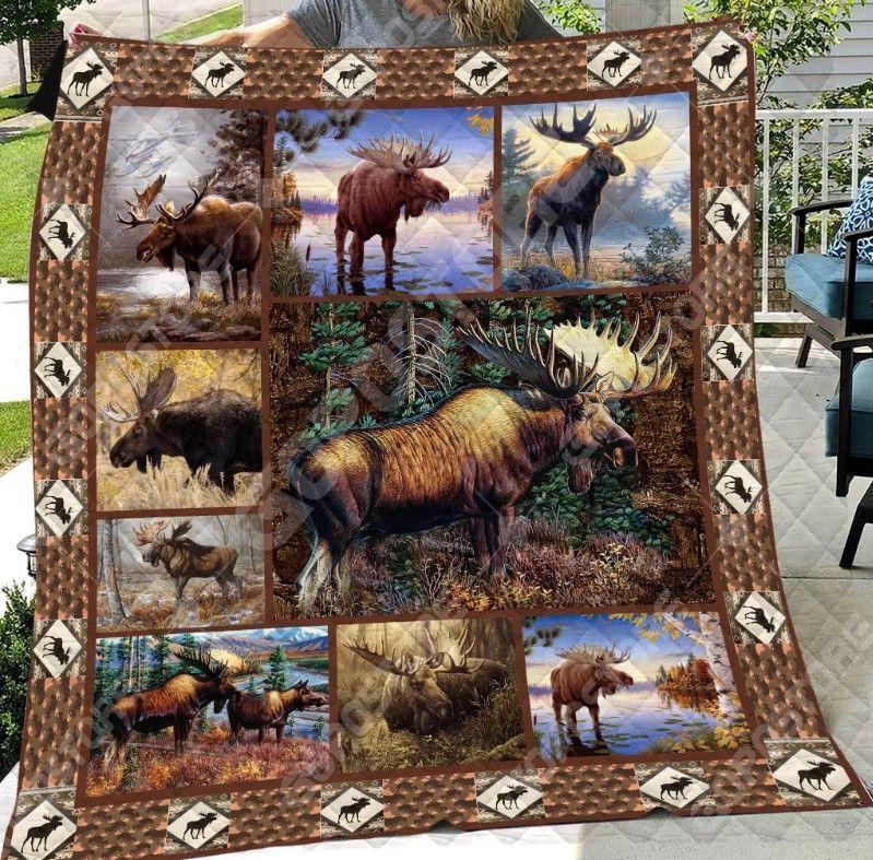 Moose Hunting Quilt Cuexg