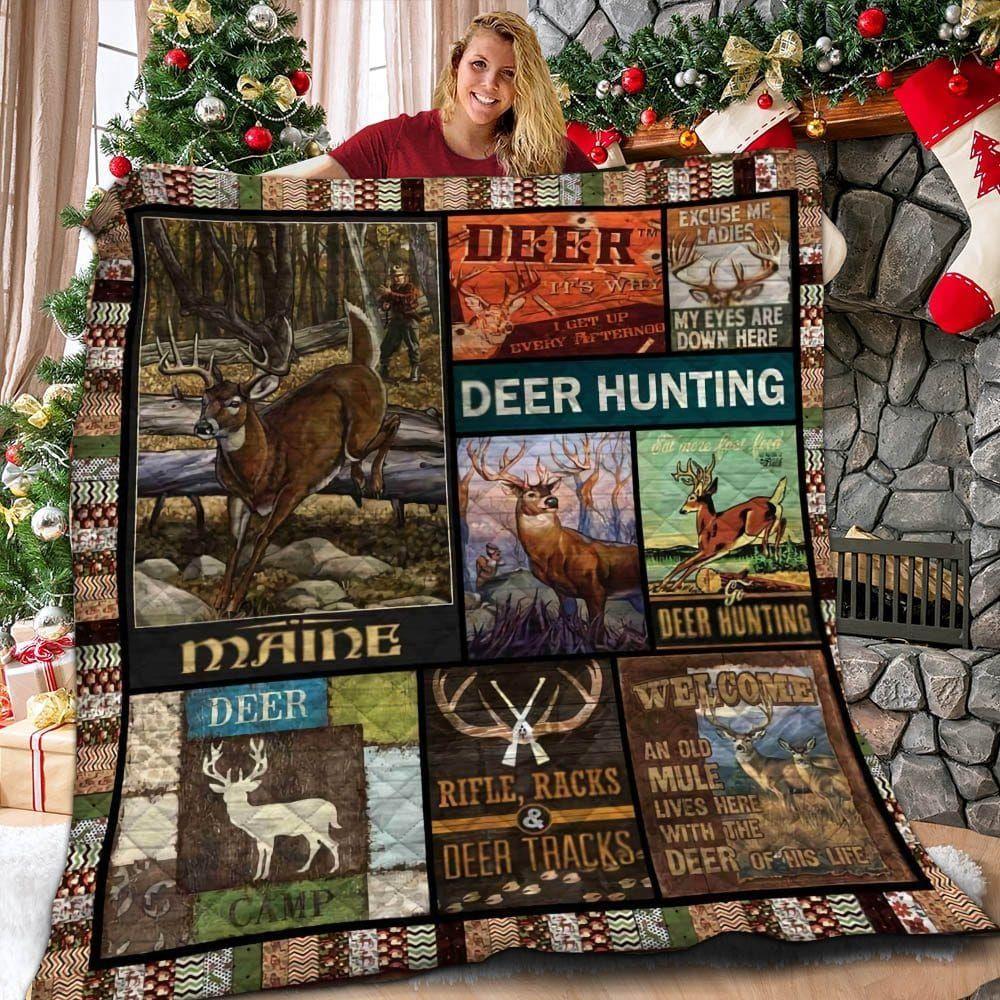 Deer Hunting Yellow Deer Quilt Tzr