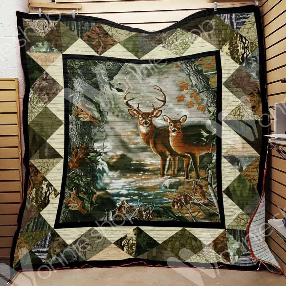 Deer Hunting Christmas Hur Quilt Cysins