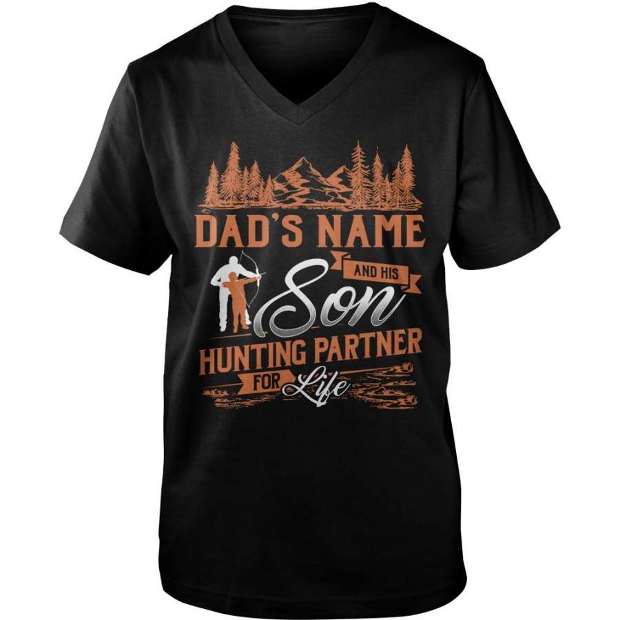 Custom Name Dad’s Name And His Son – Hunting Partner For Life Guys V-Neck