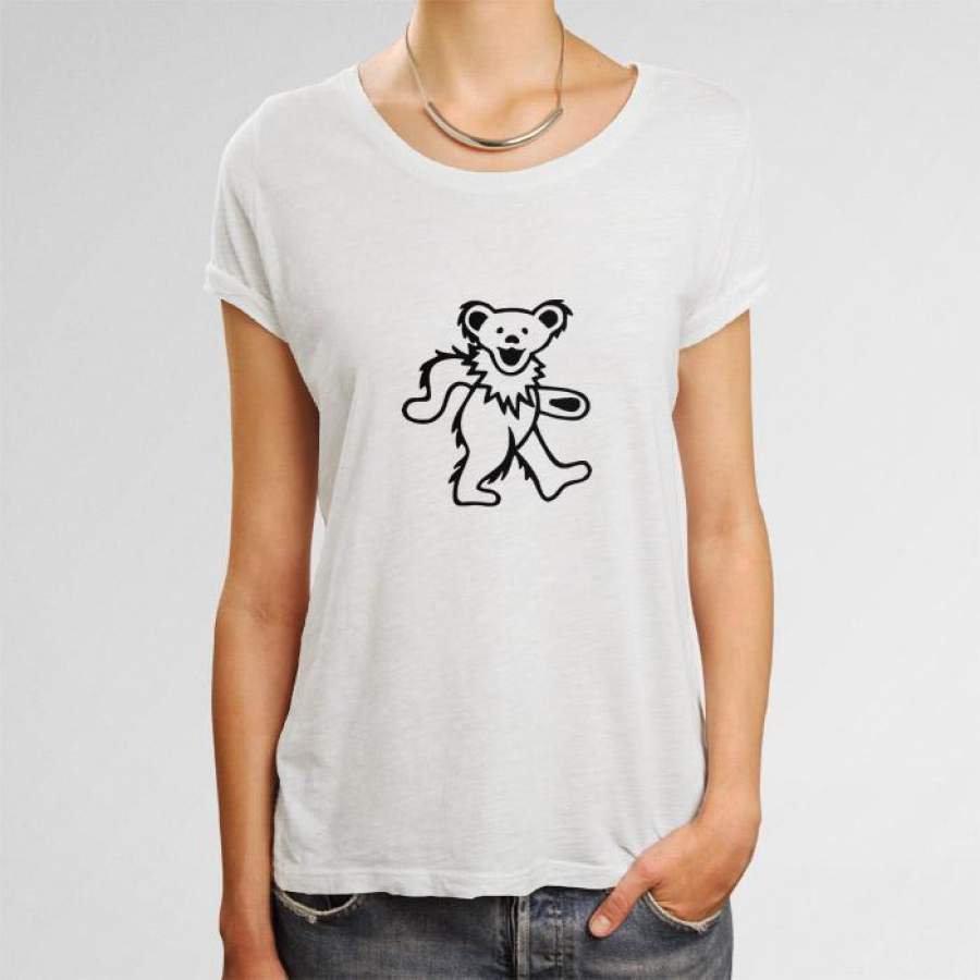 Black White Grateful Dead Bear Women T-Shirt | Teesmarvel