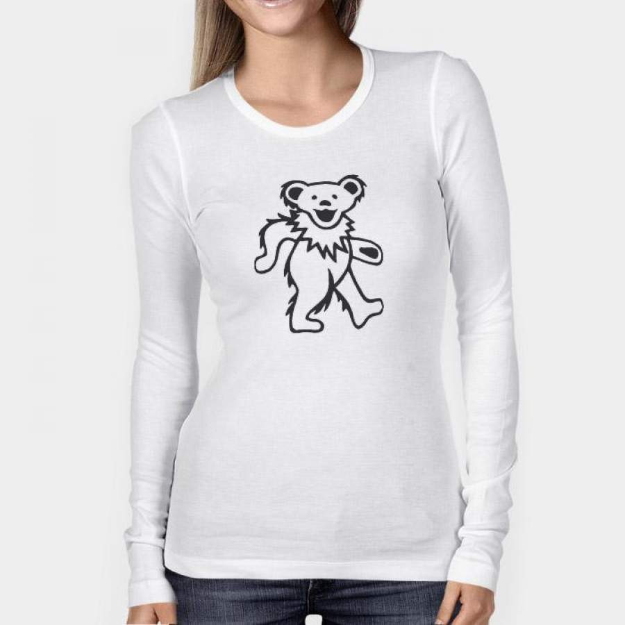 Black White Grateful Dead Bear Women Long Sleeve | Teesmarvel