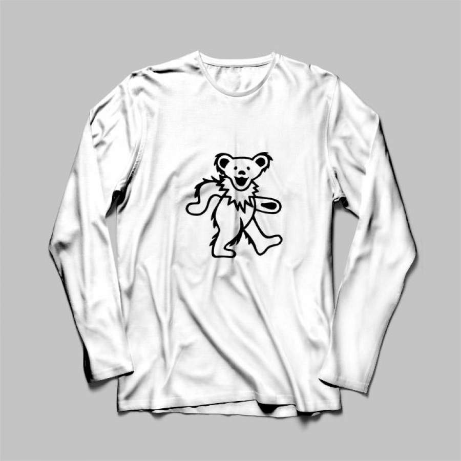 Black White Grateful Dead Bear Men Long Sleeve | Teesmarvel