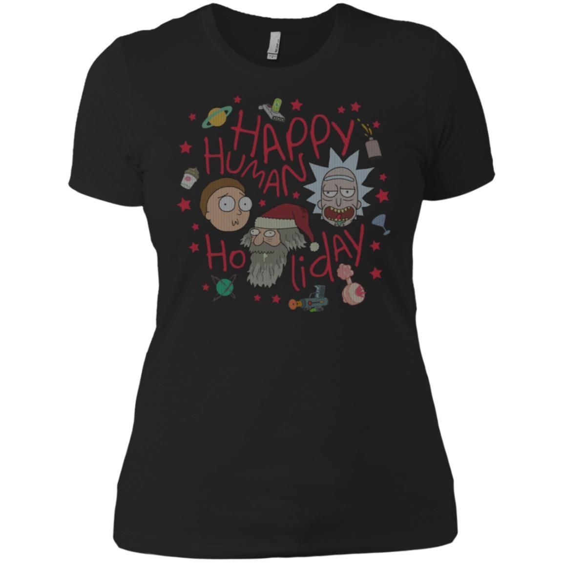 Rick And Morty Happy Human Holiday Jumper Women T-Shirt