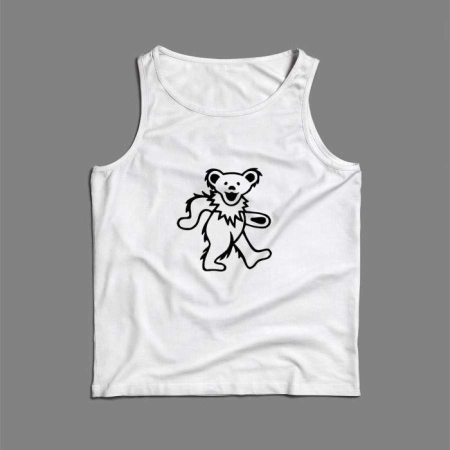 Black White Grateful Dead Bear Men Tank Top | Teesmarvel