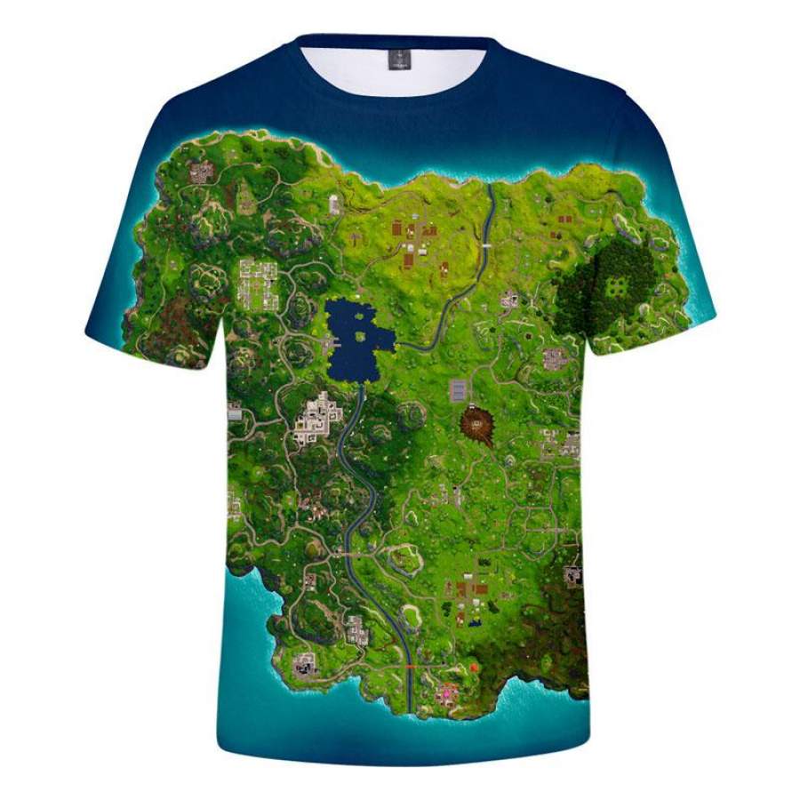 Fortnite Game Map Shirts Unisex Green Tshirt