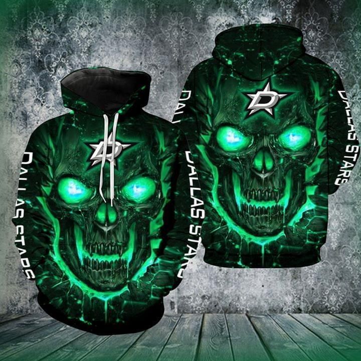 Dallas Stars Skull Unisex 3D Zip up Hoodie Jacket T-shirt