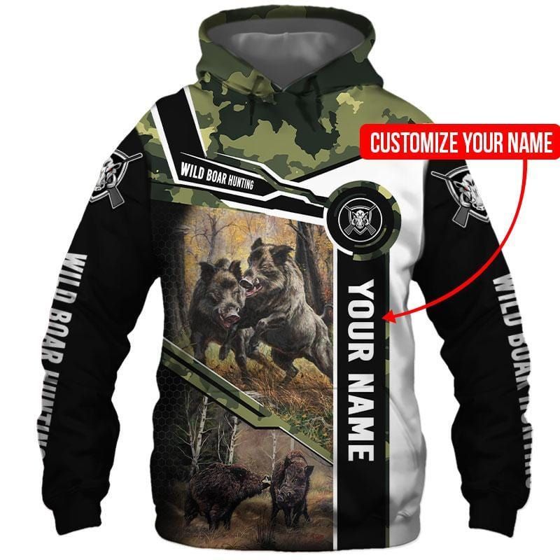 Boar hunting camo custom name Hoodie #KV