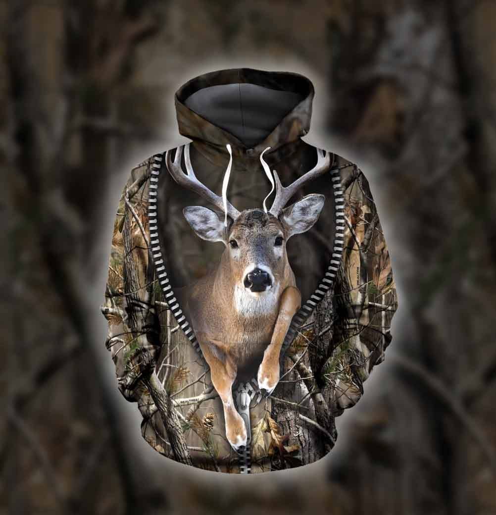 Awesome Deer Camo Brown Hunting Hoodie 3D