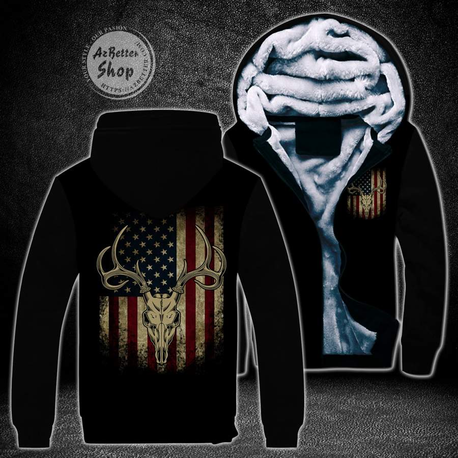 Deer Hunting USA Fleece 3D Hoodie