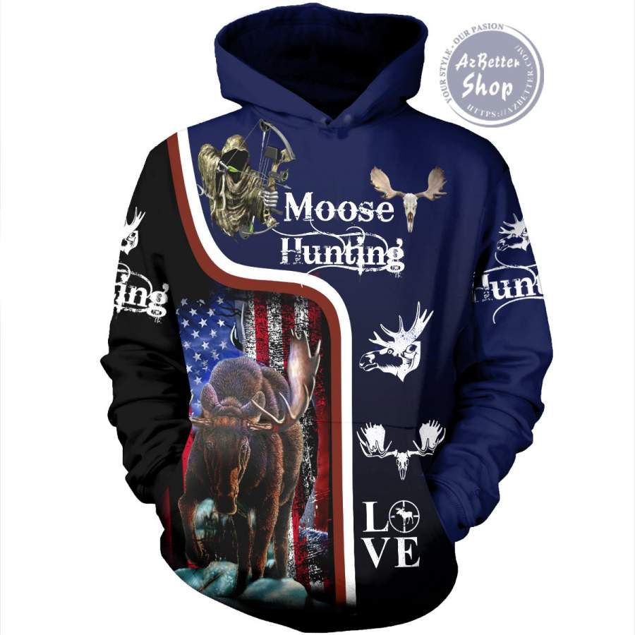 Hunting Moose With Death 3D Hoodie