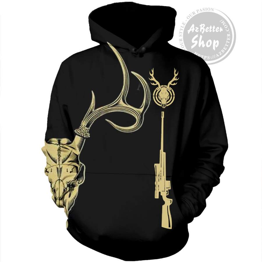 Hunting Deer Black 3D Hoodie