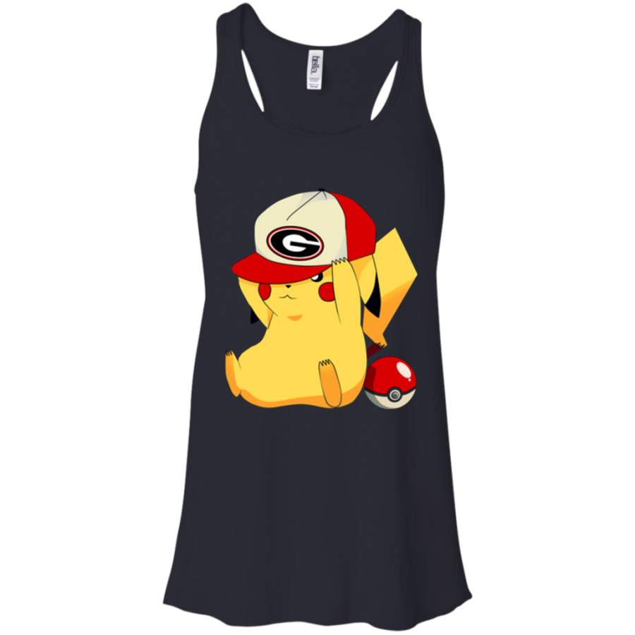 Greate Get Here Georgia Bulldogs Pikachu Pokemon funny t shirt Racerback Tank