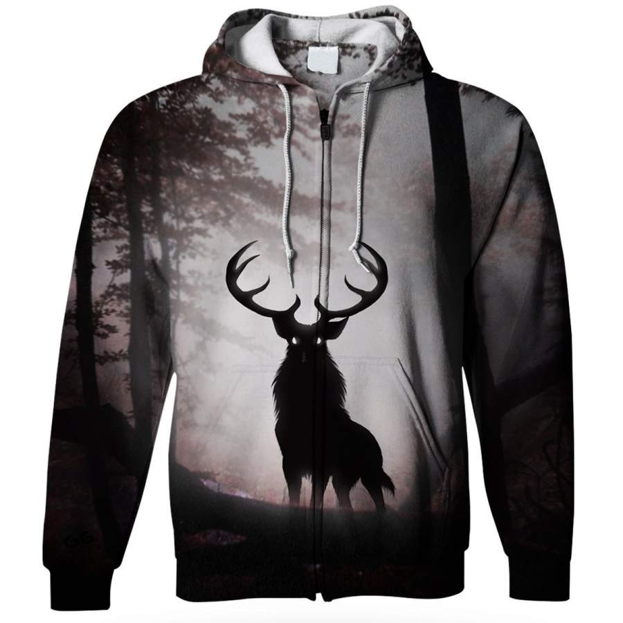 Black Hunting 3D Zip Hoodie