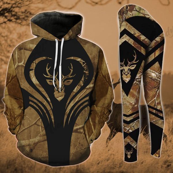 Deer Hunting Brown Hoodie Tank Top Legging 3D