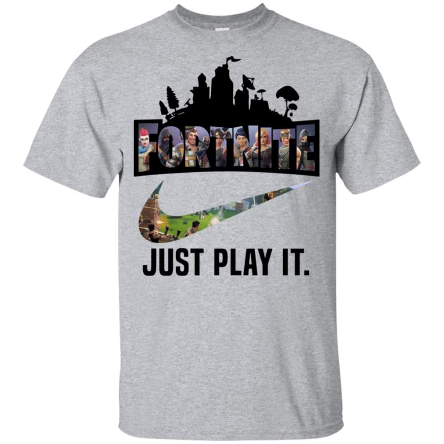 Trending Fortnite Game ? Just Play It logo shirt Youth Cotton shirt