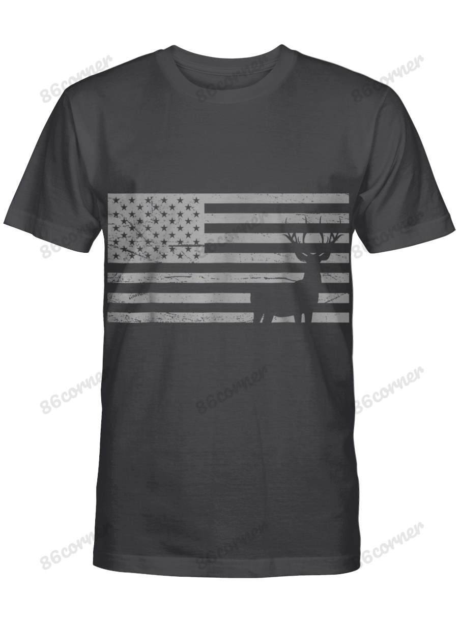 Deer Hunting And America Flag T Shirt Hunting Lover Gift