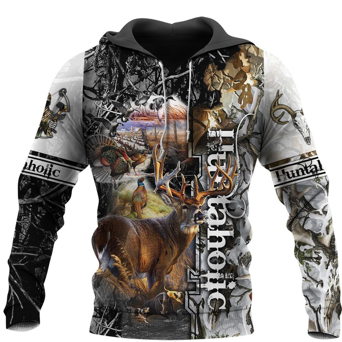 DEER HUNTING BLACK HOODIE QQ TDT08200914BF