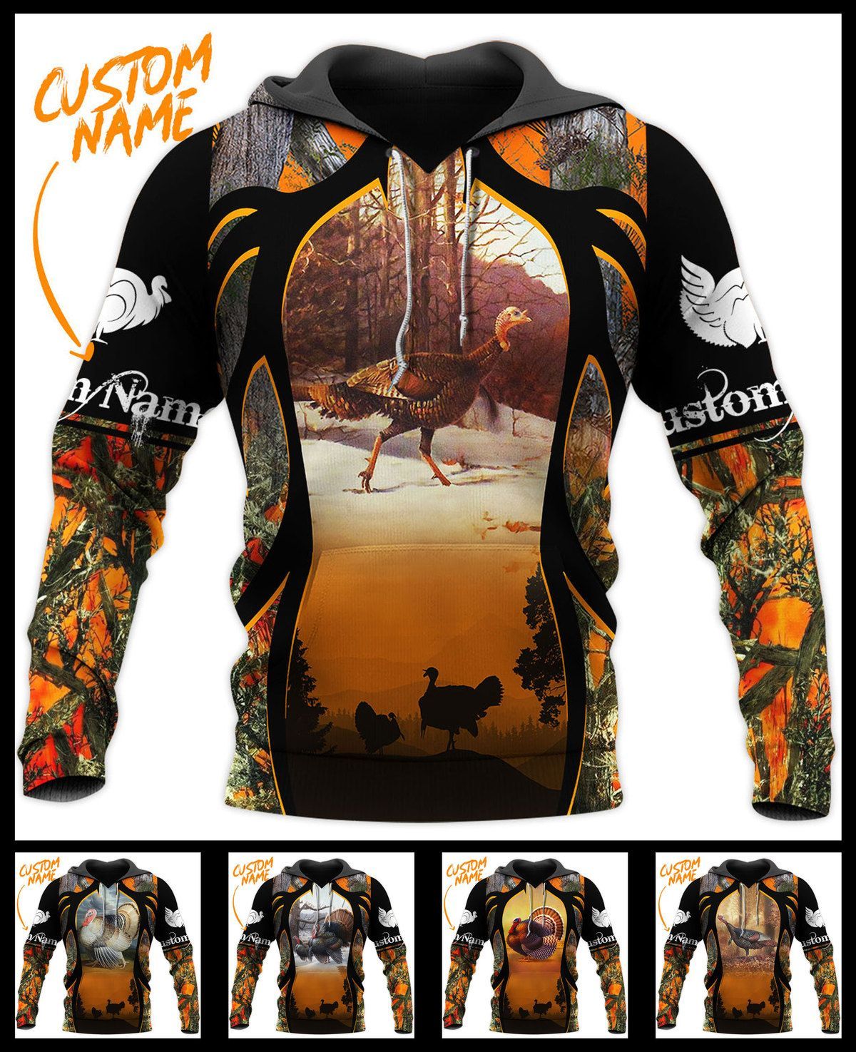 TDT212009A25MB TURKEY HUNTING CUSTOM NAME COLLECTION HOODIE PP