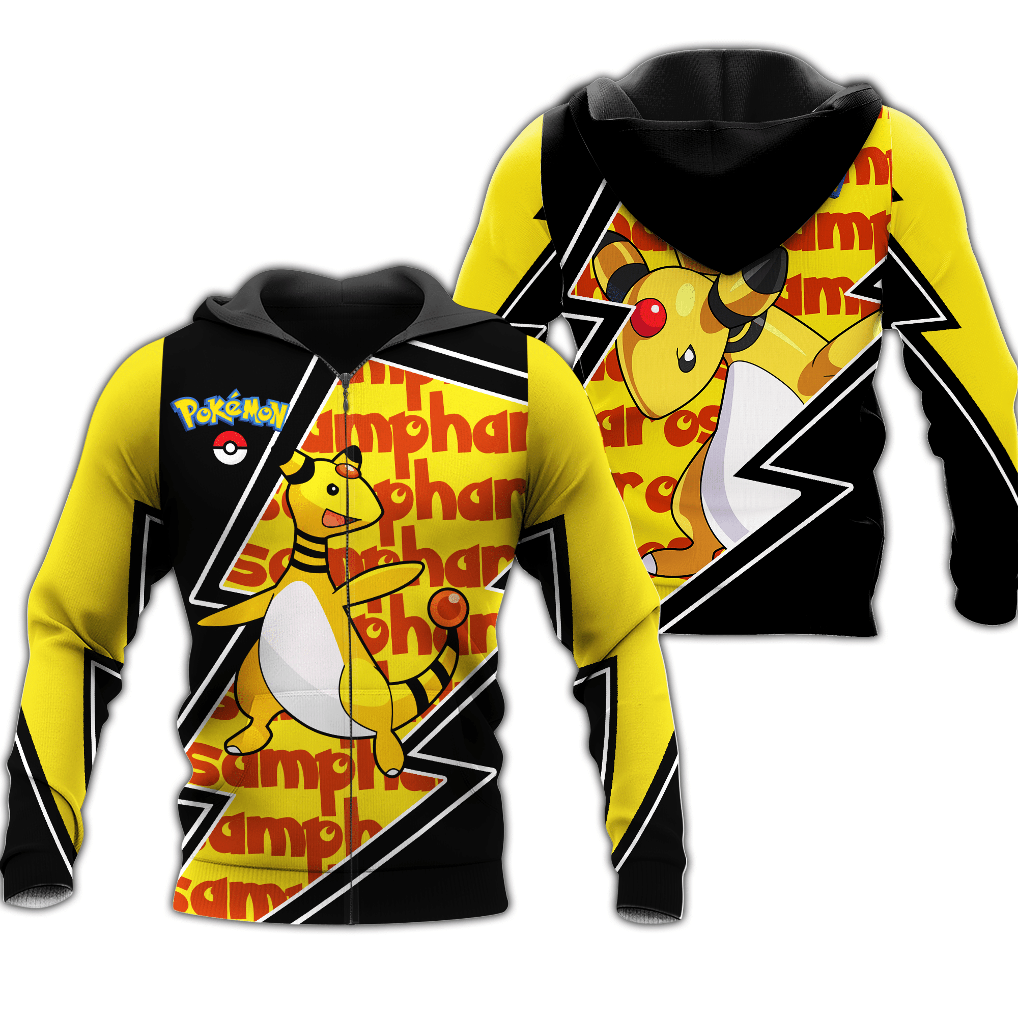 Ampharos Zip Hoodie Costume Pokemon Shirt Fan Gift Idea